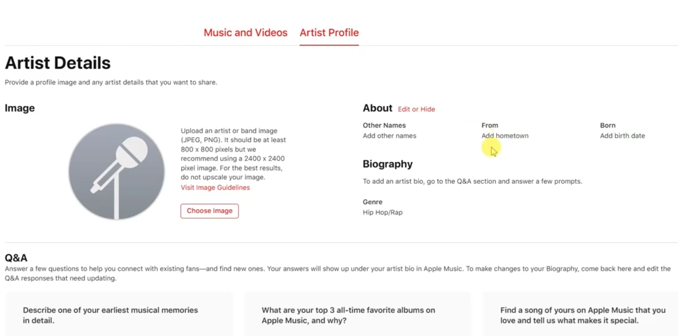 Apple Music for Artists playlists